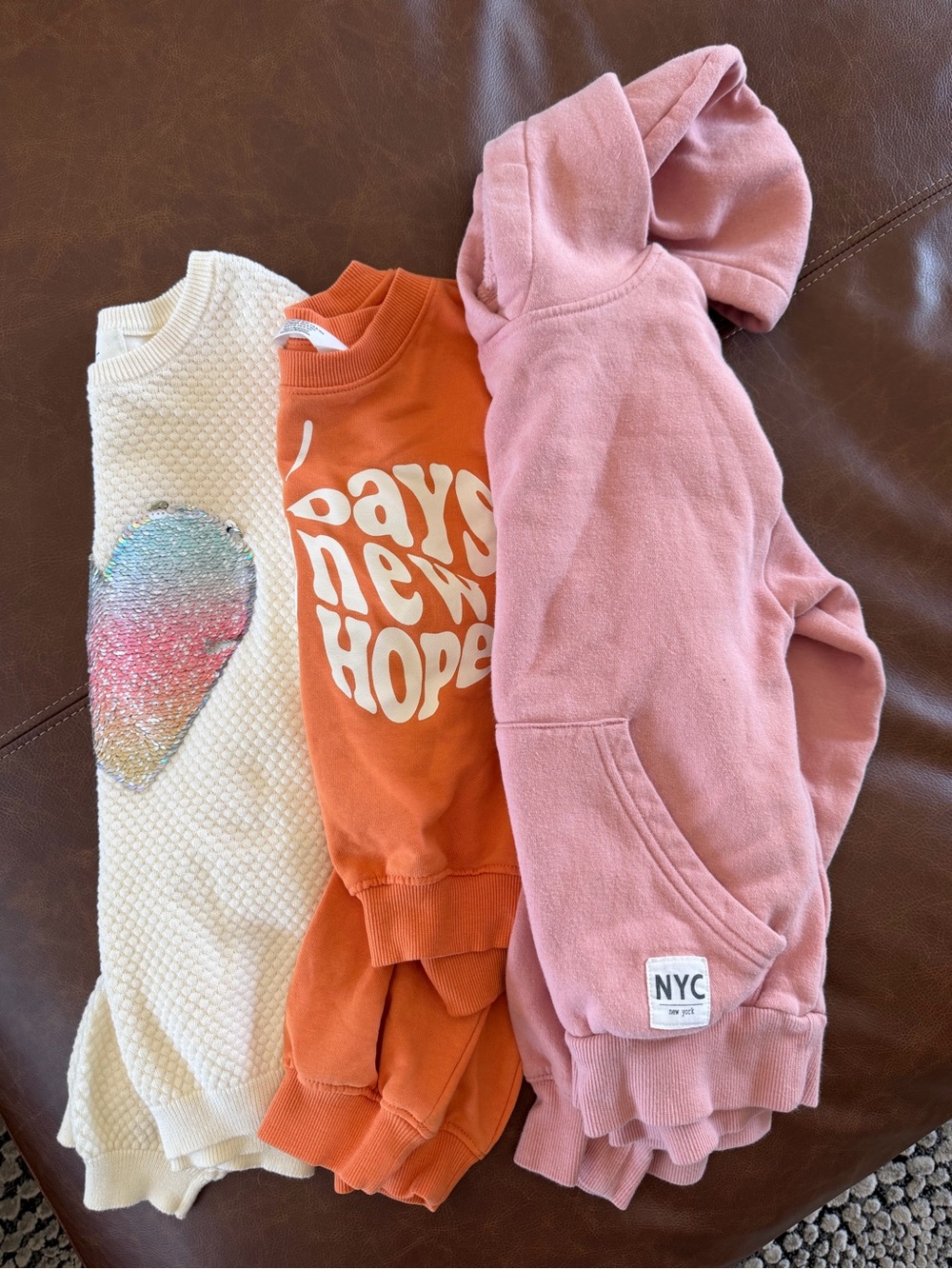 H&M Kids Pink Hoodie/ Orange Sweater shirt / Off white Sweater